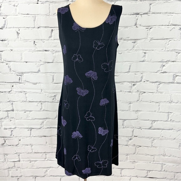 Teddi Dresses & Skirts - Vtg Teddi Y2k Tank Slip Mini Dress Sz 6 Butterfly Black Purple Whimsygoth Fairy